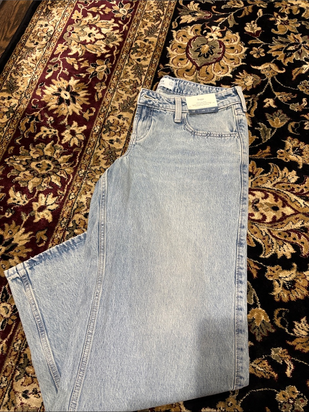 BRAND NEW Hollister Light Blue ultra low rise baggy jeans